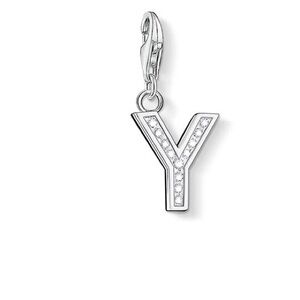 Thomas Sabo CZ Initial Y Charm Sterling Silver White CZ Lobster Clasp